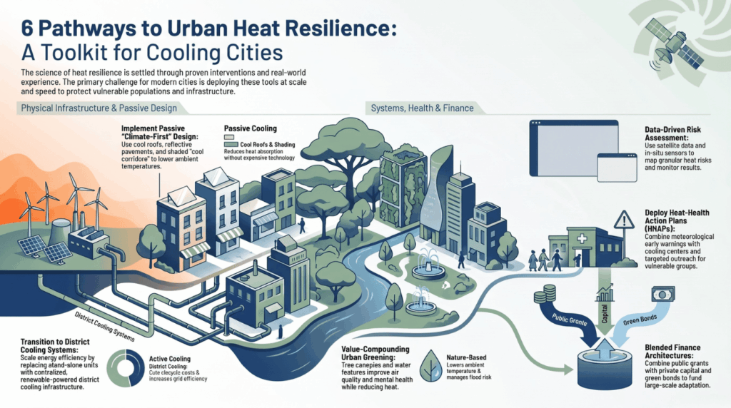 Six Urban Heat Resilience Pathways